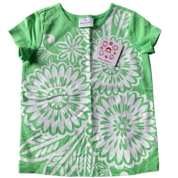 HANNA ANDERSSON NEW NWT GIRLS GREEN TOP SHORT TEE TSHIRT SUMMER SIZE 5 110 - Picture 1 of 5